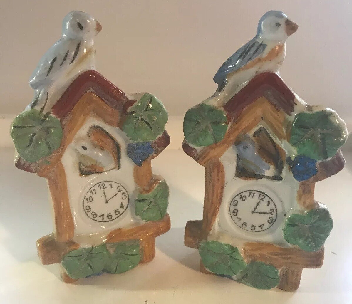 Birdhouse With Blue Bird Clock Wall Hang Decor Set Of Two 229