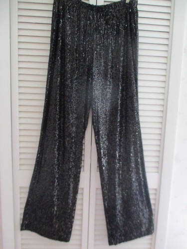 CAROLINE ROSE HOSE PAILLETTEN SCHWARZ STRETCH STRICK GEFÜTTERT GRÖSSE XL NEU 388,00 $
