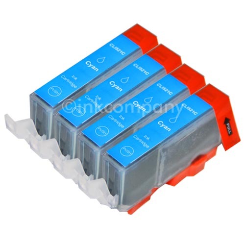 4 Canon + Chip CLI-521 Cyan Ip 3600 Ip 4600 Ip 4700 Mx 860 MX870 MP980 Neu-image