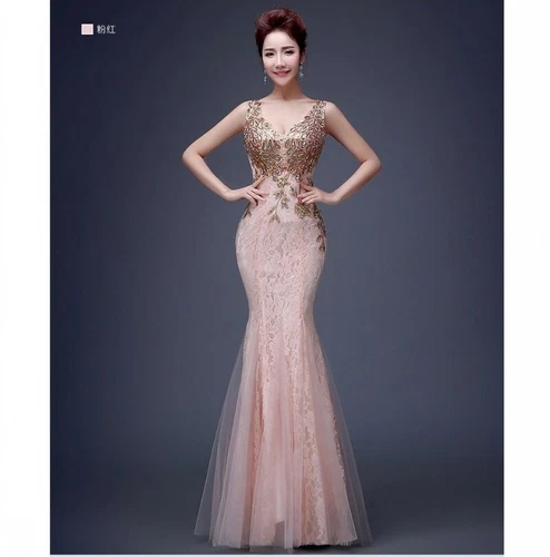 Women Lace Formal Dress Evening Gown Fishtail Mermaid Wedding Cocktail Plus Size - Bild 16 von 19