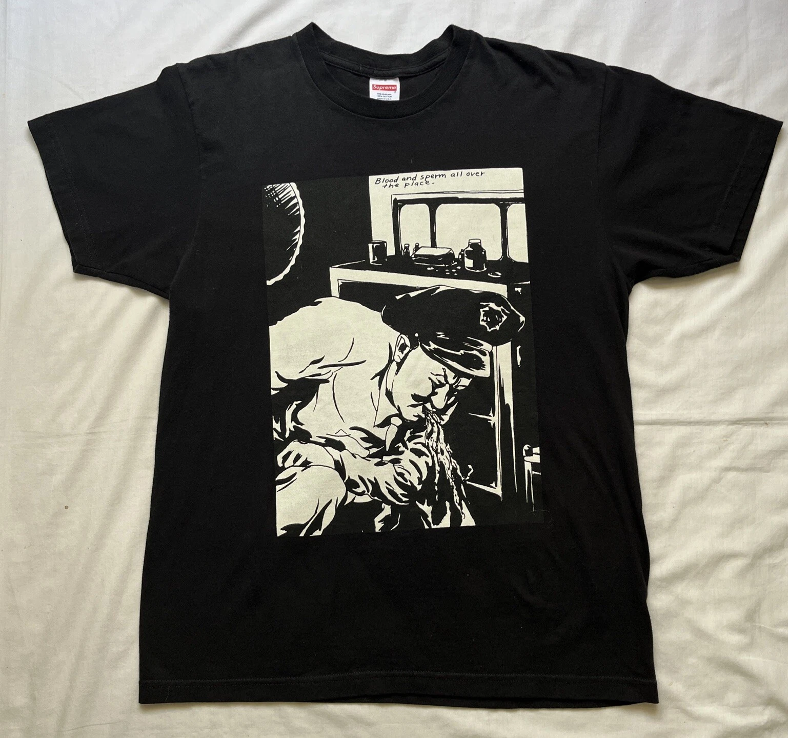 2014 FW14 SUPREME RAYMOND PETIBON SANG & SPERM SWEAT SHIRT À CAPUCHE NOIR LARGE L