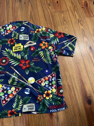 Box Office Island Men's Short Sleeve Shirt Large Blue Billiards Pool Balls - Picture 9 of 11