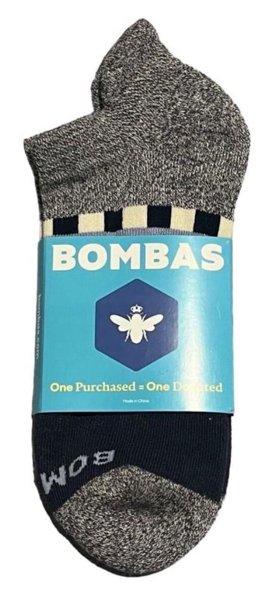 Bombas Ankle Socks Unisex Lrg. Hex Tec Gray Blue Yellow Mens 11-13 Womens 9.5-13-image