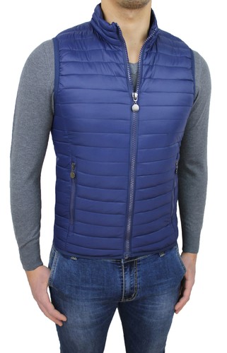 GIUBBOTTO SMANICATO UOMO DIAMOND CASUAL BLU SLIM FIT GILET PIUMINO MOTO  JACKET | eBay