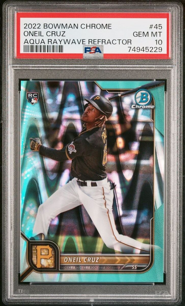 2022 Bowman Chrome Aqua RayWave Refractor #45 Oneil Cruz RC 2022 Bowman Chrome Aqua RayWave Refractor #45 Oneil Cruz RC