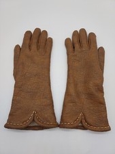 Vintage Raalte Womens Over The Wrist Brown Vinyl Gloves Soft Lining Size Large