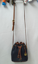Dooney & Bourke Black Pebbled Leather Drawstring Crossbody Bag - Made in USA