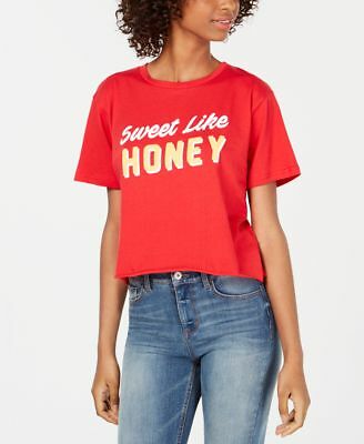 Rebellious One NWT L Red Sweet Like Honey Raw Edge Crop Top Shirt $24 P074 - Bild 1 von 5