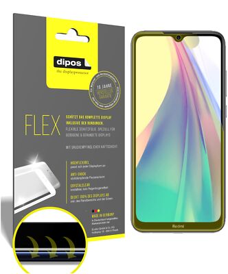 3x Xiaomi Redmi Note 8T Schutzfolie Folie, 100% Displayabdeckung, dipos Flex