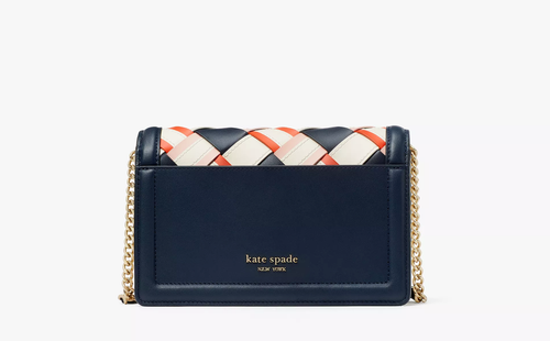 Kate Spade Knott Bandolera Cuero Tejido Solapa Bolso Cartera Blazer Azul $298!NUEVO - Imagen 3 de 16