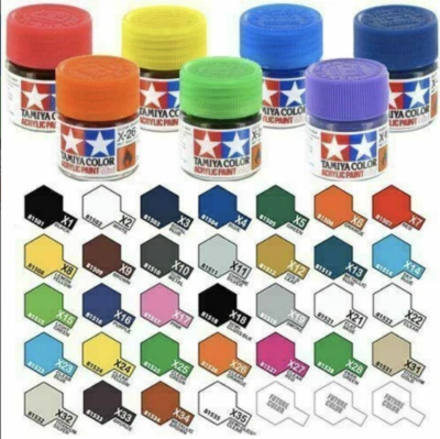 Tamiya Acrylic Paints 10ml X + XF Full Range Model Paint Jars - KIT BUILDING