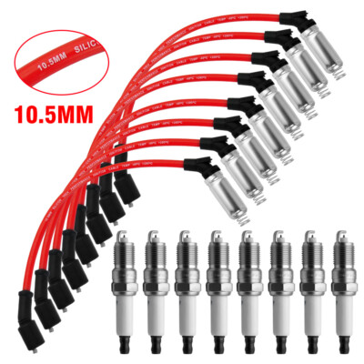 48322 10.5 Wire& 8x 41-962 Spark Plugs For Chevy Silverado GMC 4.8L 5.3L 6.0L V8