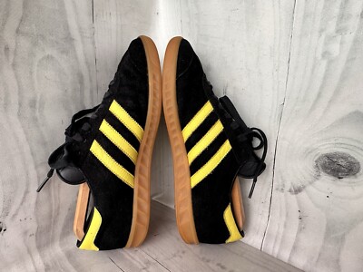 Size UK8 Adidas Hamburg Black Suede Yellow Men display picture 3