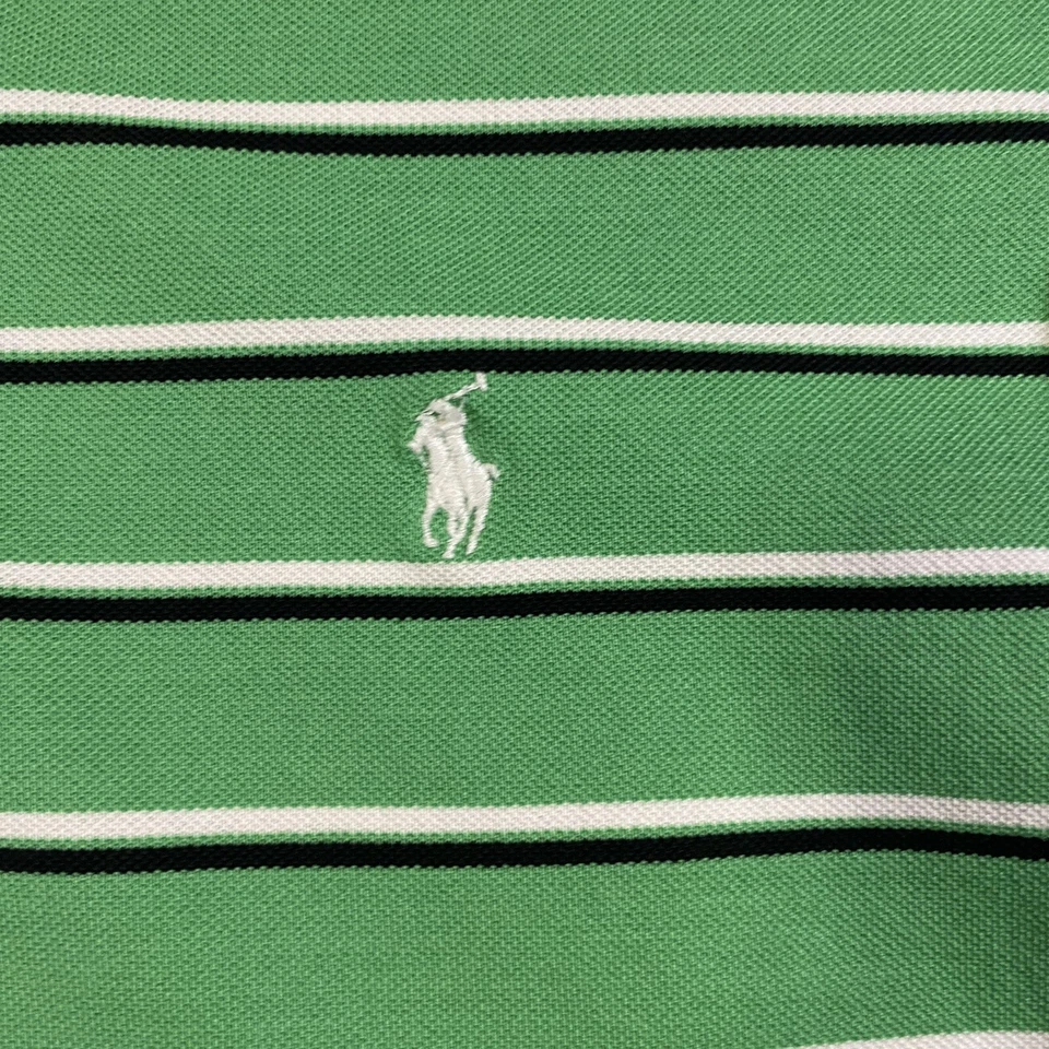 Ralph Lauren Polo Golf Shirt Mens Large Green Striped Short Sleeve Vintage - Image 4 of 4