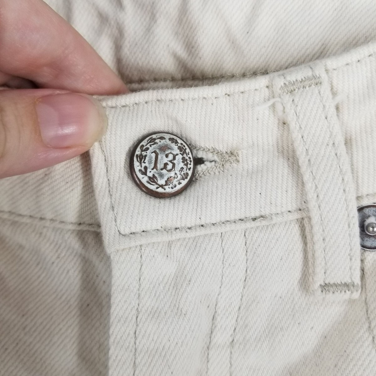 R13 Kick Fit Jeans Kent Ecru Cream Off White Crop Mini Flare Womens