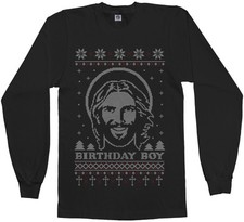 Threadrock Men's Birthday Boy Jesus Ugly Christmas Sweater Long Sleeve T-Shirt