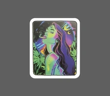Weed Woman Sticker Trippy Waterproof Marijuana Beauty Gift NEW