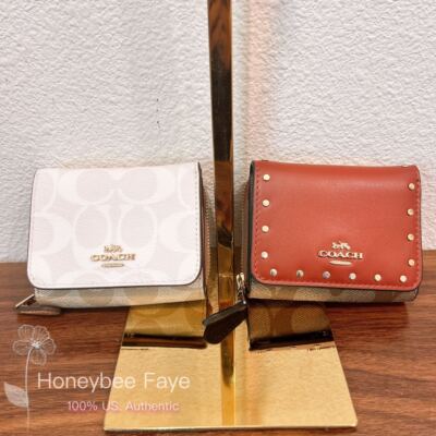 NWT Coach Small Trifold Wallet In Colorblock Signature Canvas