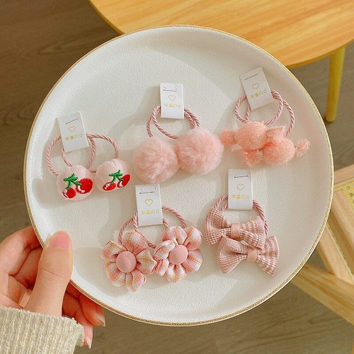 Elastic Band Set Kids Hair Accessory Girls Cute Cartoon Flower Rubber Scrunchies - Picture 66 of 67
