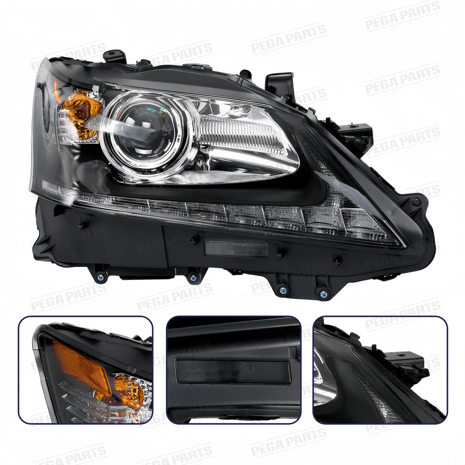 HID w/o AFS LED DRL Projector Headlight LH RH For 2013-2015 Lexus GS350 GS450h - Image 2 of 4