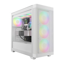 White ATX Mid Tower Computer Case Tempered Glass, Gaming PC Case Support Dual...