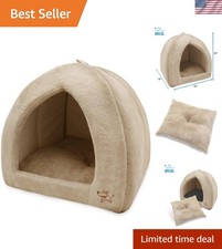 Cozy Plush Pet Tent Bed for Small to Large Dogs - Machine Washable Tan Design