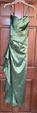 Satin Green Elegant Prom Bridesmaid Formal Halter Maxi Gown Dress Woman Small 4