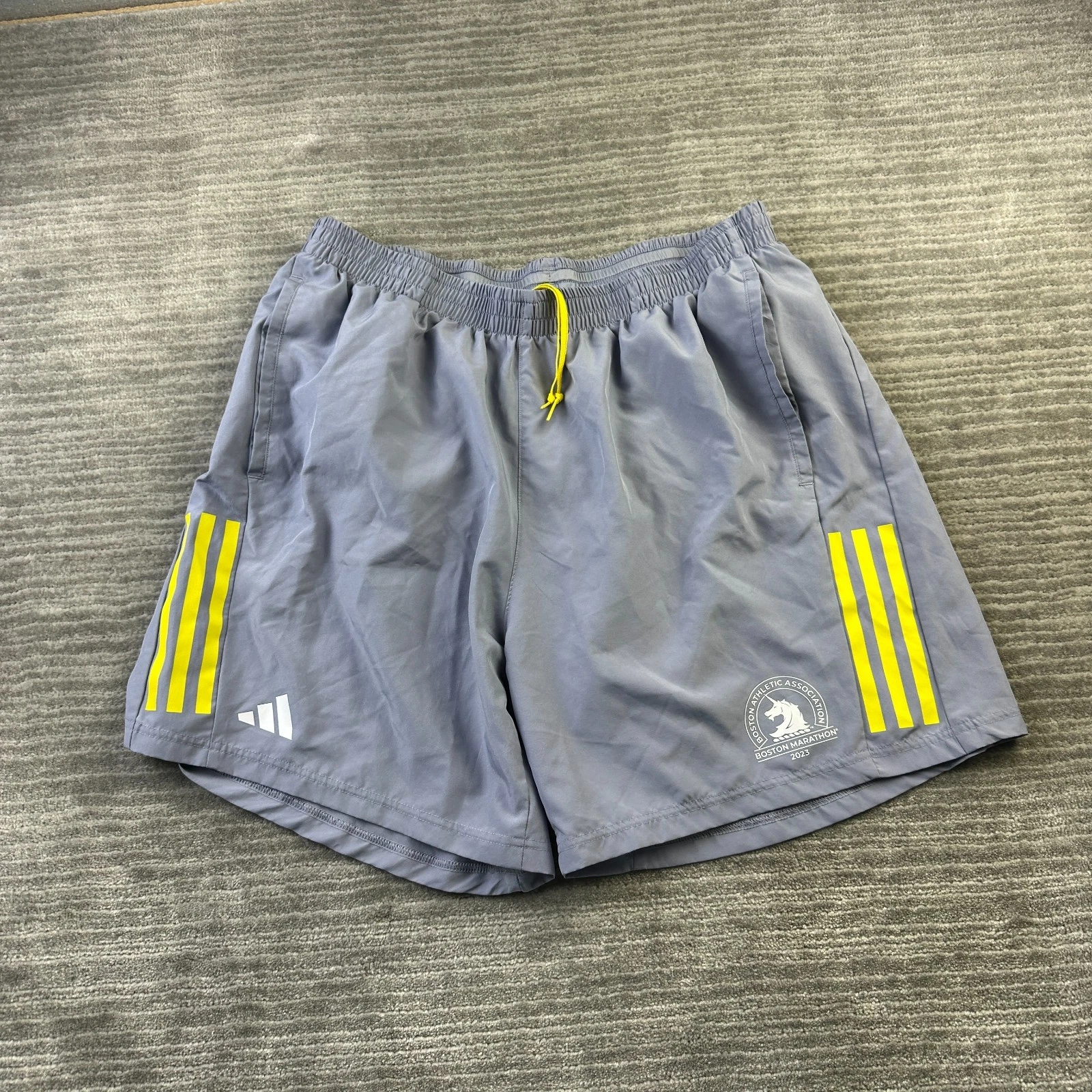 Adidas Shorts Mens Extra Large Blue Lined Boston Marathon 2023 7" Running