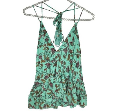 Karma Highway Boho Babydoll Cami Top O/S Fairy Festival Cropped Open Back Tassel