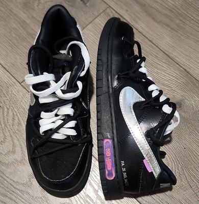 Nike Off-White x Dunk Low Lot 50 of 50 Black/Metallic Silver DM1602-001 SIZE 5.5