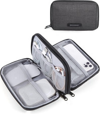 Electronics Travel Organizer for Cords, Zipper Pouch, Black