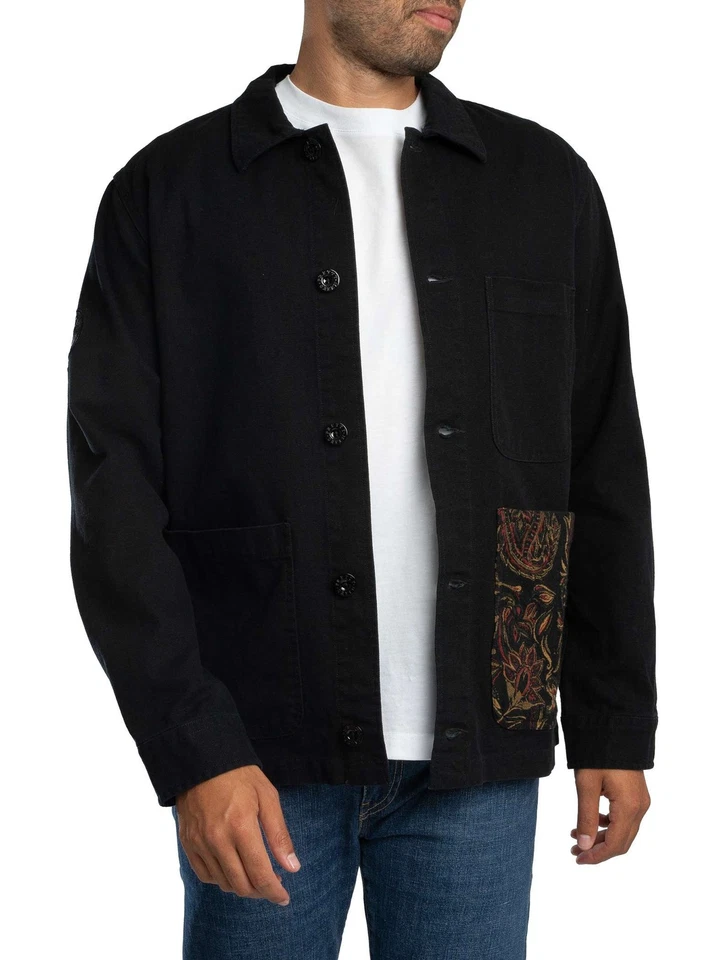 Pretty Green de los hombres Camisa de bolsillo de Partia, Negro - Imagen 2 de 4