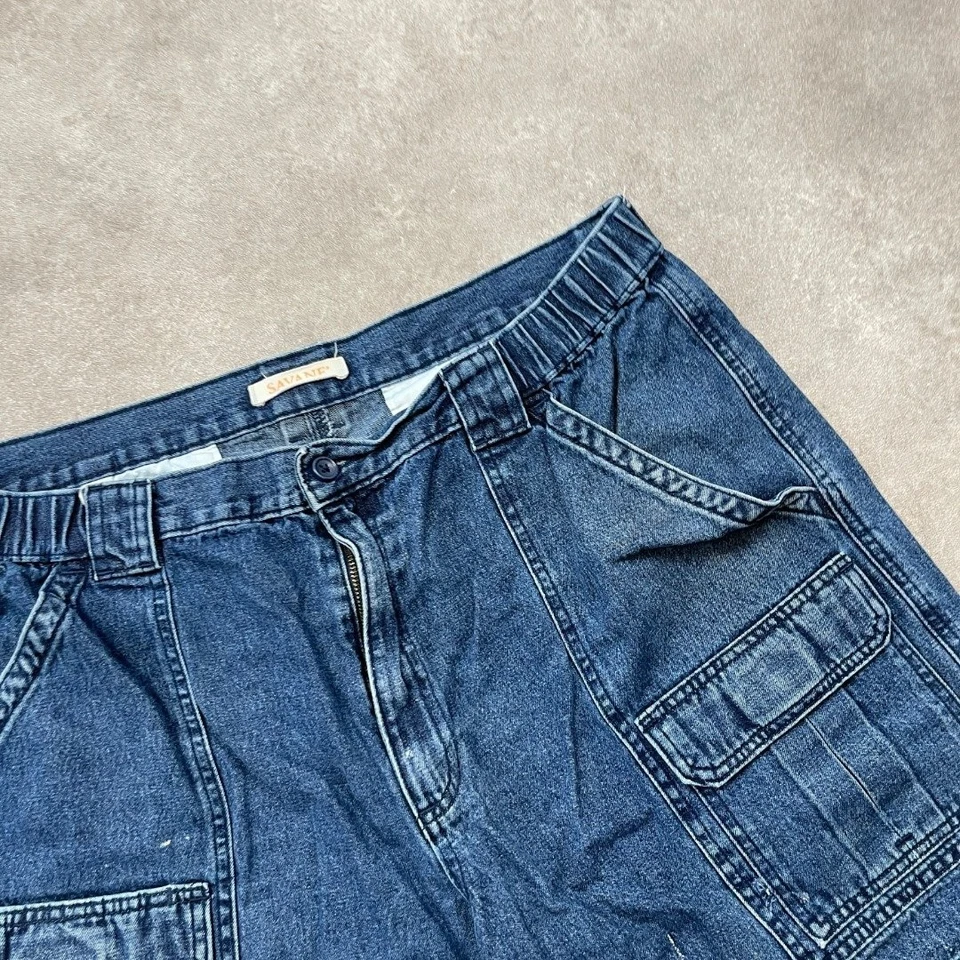 Short Savane Cargo Femme 36" Denim Vintage 90s Jorts, Bleu - Photo 4/4