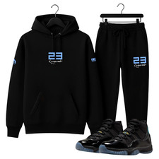 Black Sweatsuit Hoodie Sweatpants 23 Legend Tracksuit To Match Jordan 11 Gamma
