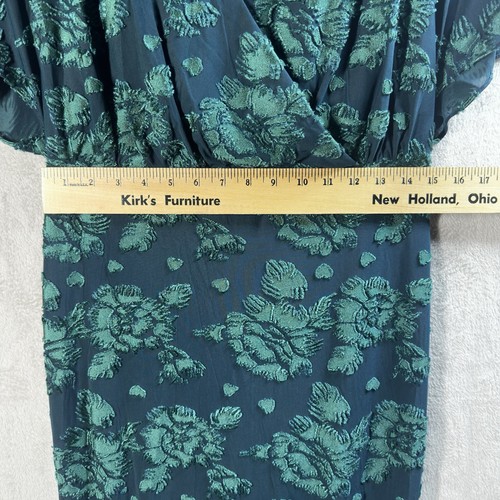 ADRIANNA PAPELL Green Burnout Velvet Evening Gown Maxi Dress Flutter Sleeve Sz 8 - Picture 5 of 9