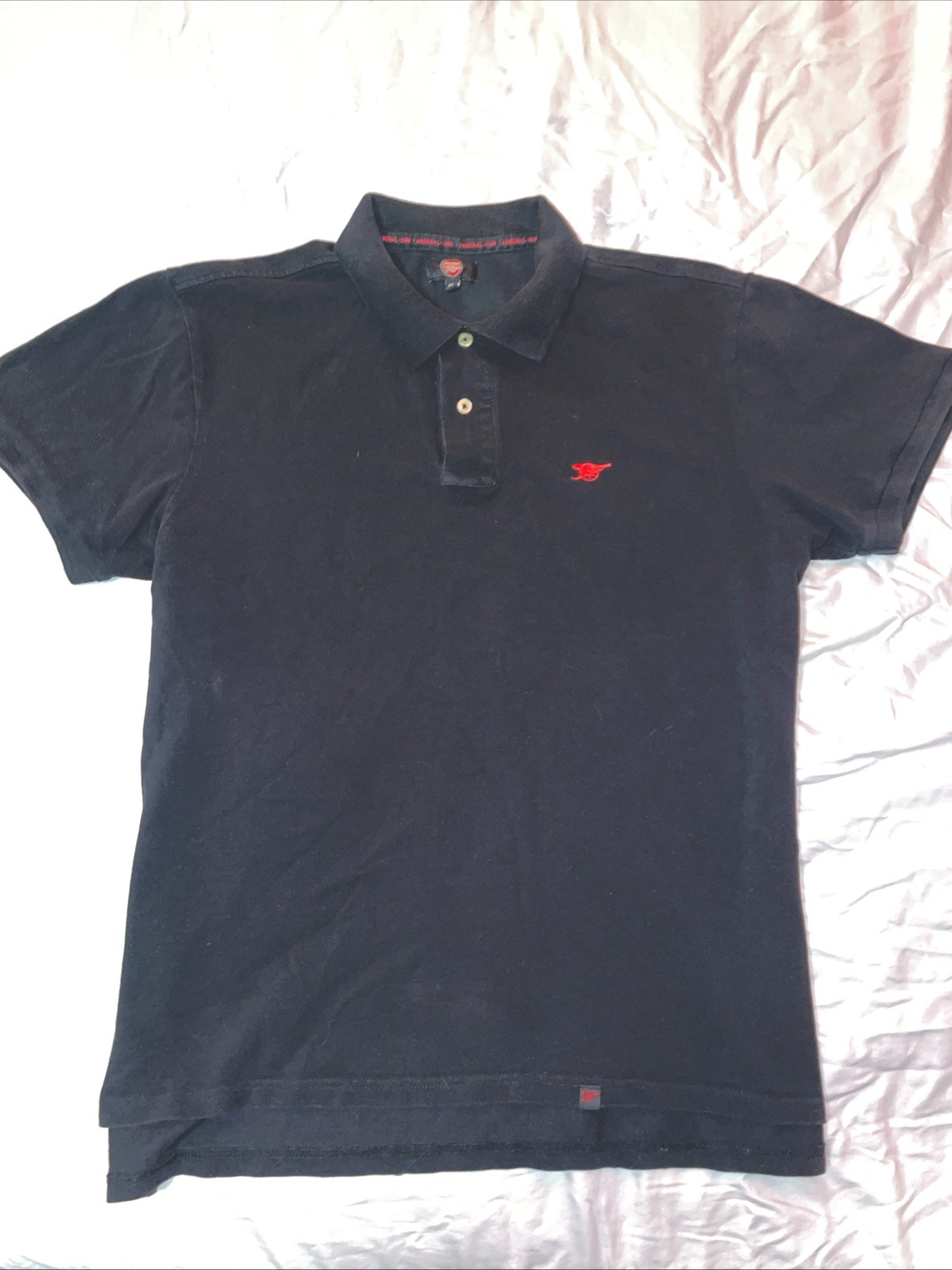 Authentic Arsenal Polo Shirt XL Black Simple Logo Short Sleeve Men Soccer Jersey