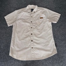 Coalatree Organics Shirt Mens M Beige Short Sleeve Button Up Made in USA Outdoor