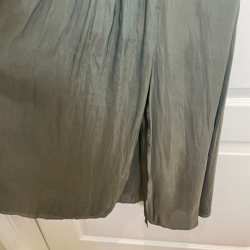 Veronica Beard Satin Midi Wrap Dress Sage Green Tie Sleeve Romantic Fairy 4 - Picture 5 of 9