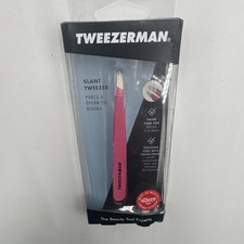 Tweezerman Slant Tweezer Pink Stainless Steel with Hand Filed Tips