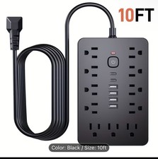 17-in-1 Surge Protector Power Strip with 11AC Outlets-4USB  2 Type-C Ports