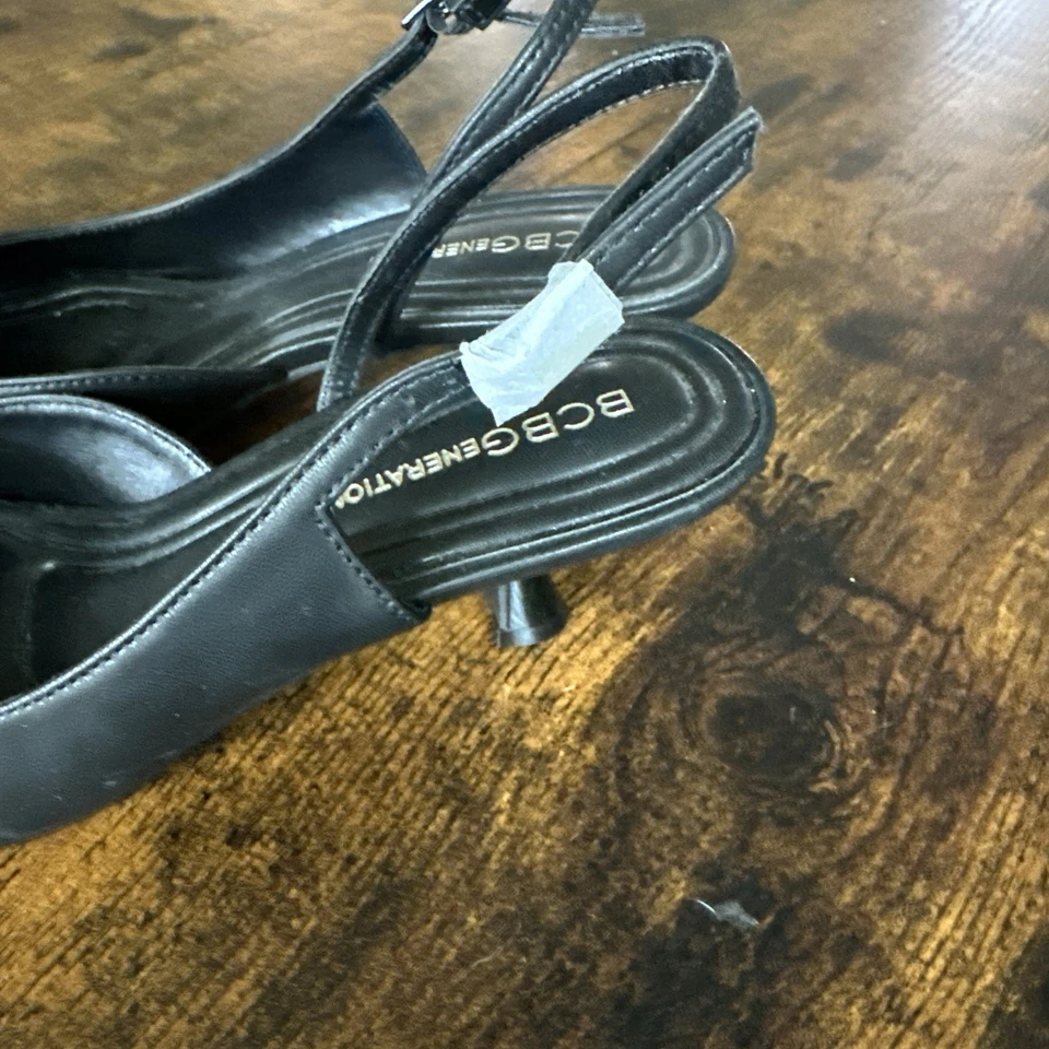 BCBG Women's Kittie Kitten Heel Sling Back Pumps Black Size 7 - Image 3 of 4