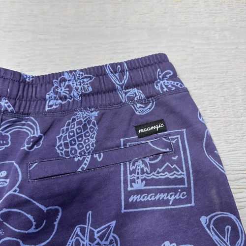 NEW Maamgic Shorts Mens Medium Blue Lounge Wear Drawstring Tropical Beach - Picture 12 of 14