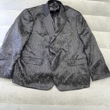 Coofandy Blazer Jacket Mens 3XL Black tuxedo floral Suit 100 Polyester Formal
