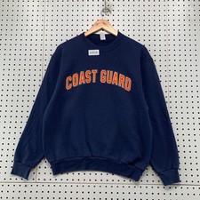 Vintage Coast Guard Sweatshirt Mens Medium Blue 90s Military USA Made Crewneck