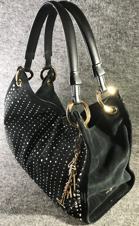 KARL LAGERFELD PARIS Luciene Leather Satchel Tote Black - Top Handle Bag - Image 3 of 4