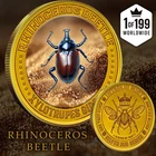 Intaglio 24k Gilded Colorized Black Rhino Beetle Edition 1 oz silver Art Round