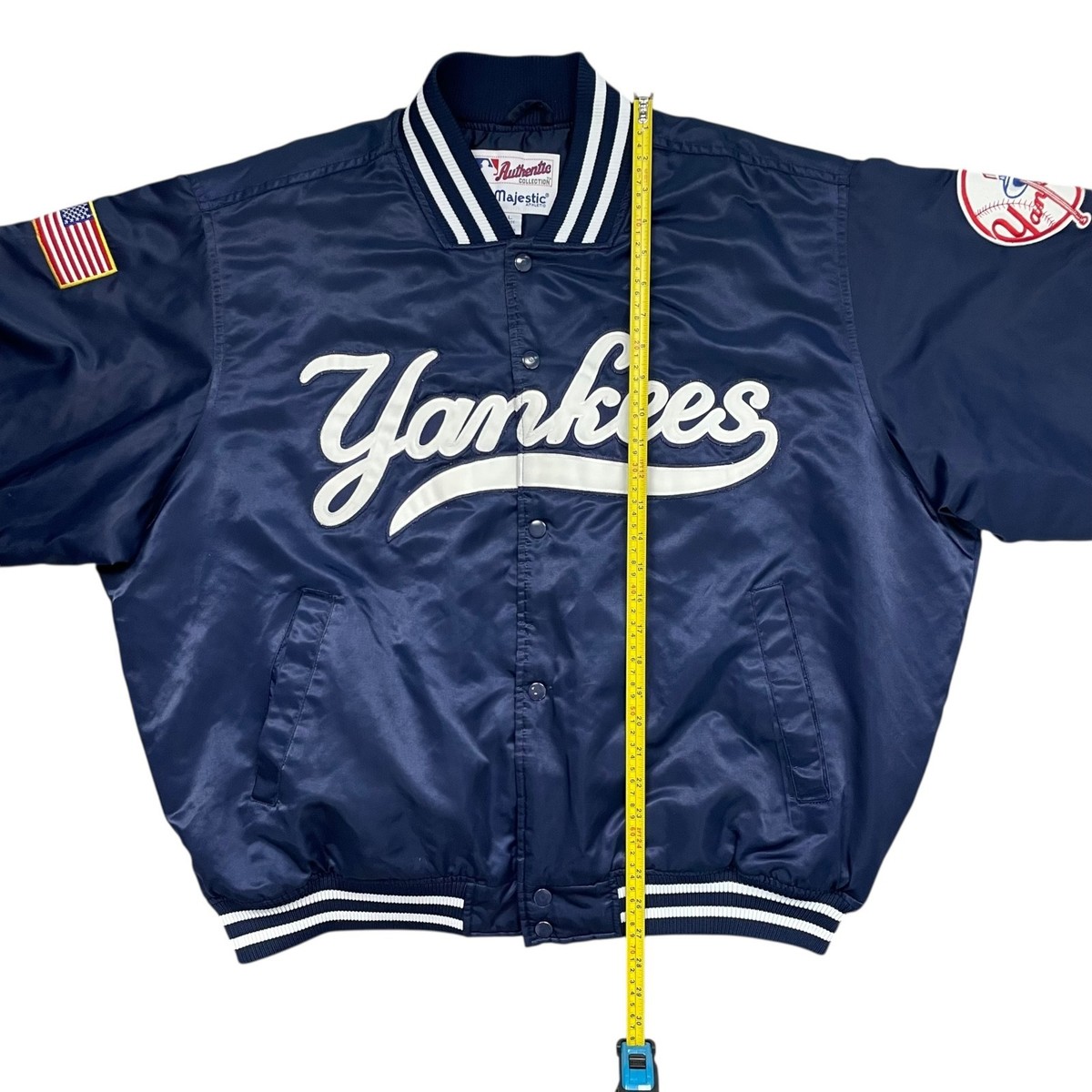 VTG 90s MLB NEW YORK YANKEES MAJESTIC AUTHENTIC SATIN BOMBER