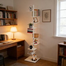 NEW 9-Tier Metal Bookcase Book Organizer Rotating Spine Bookshelf Book Tower