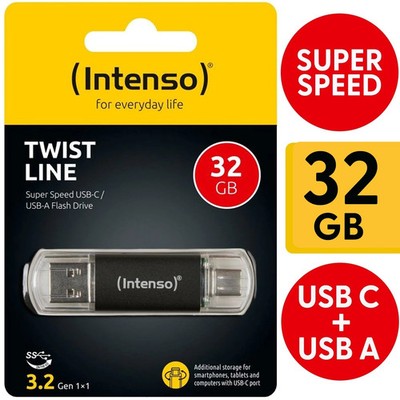Intenso USB Stick 32GB Twist Line Dual Speicherstick USB 3.2 Gen 1x1 USB-A USB-C