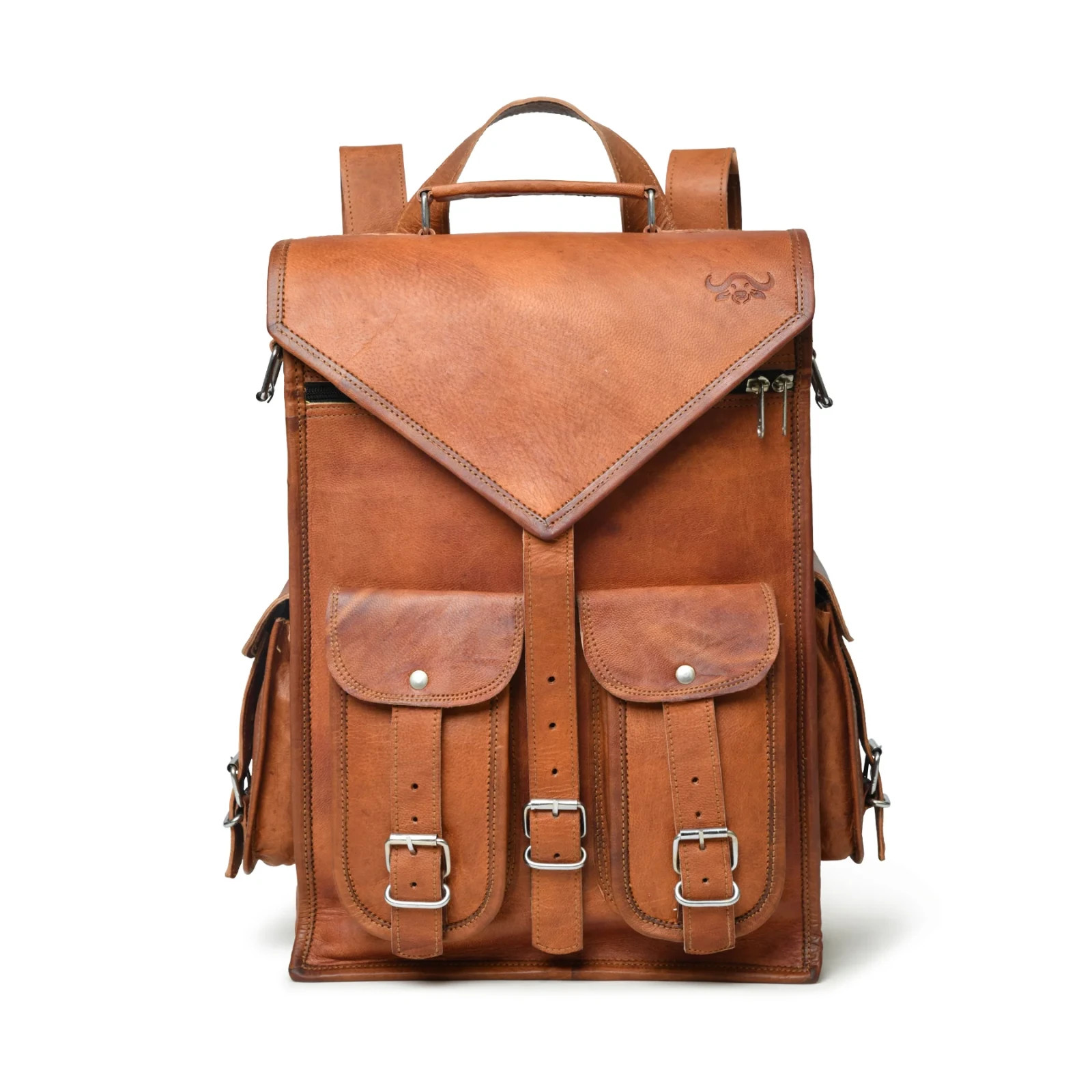 Backpack, Brown, Women, Shoulder Bag, Handmade, Leather, Vintage
